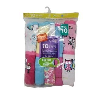 Hanes GIRLS Briefs Sz 10 Underwear Panties 10 Pack Pastel Tagless Cotton